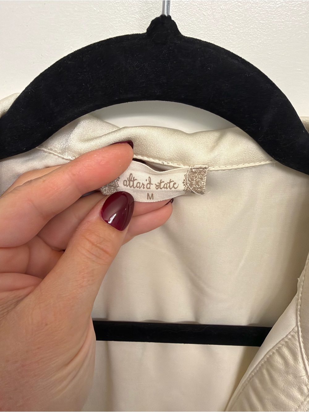 Altar'd State Ivory Satin Ruched Button-Front Crop Blouse - Picture 4 of 6